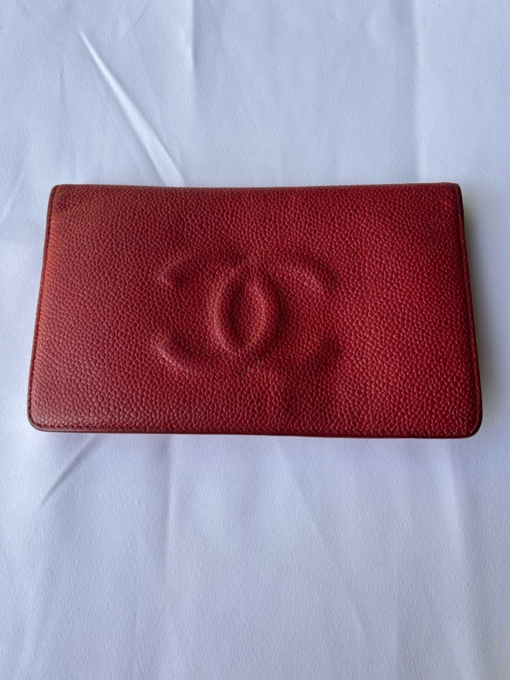 CHANEL Burgundy Caviar Leather Wallet Clutch